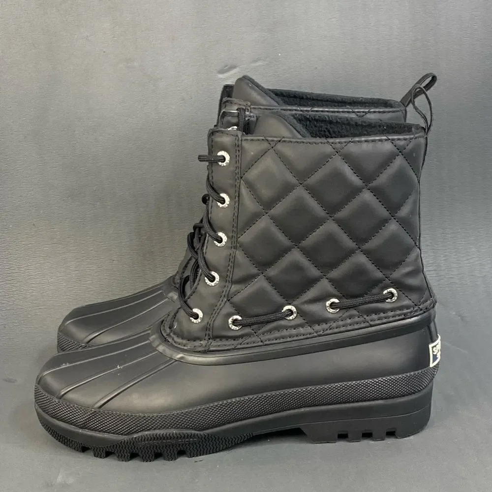 Sperry Quilted Top Sider Gosling Black Waterproof Boot shoes women size 7